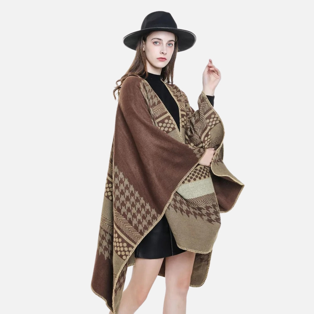 Cape Poncho Femme Motifs Péruvien vue 2 - Bracksley