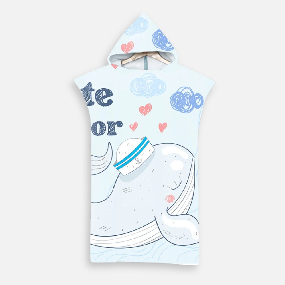Poncho De Bain Enfant Baleine Marine - Bracksley