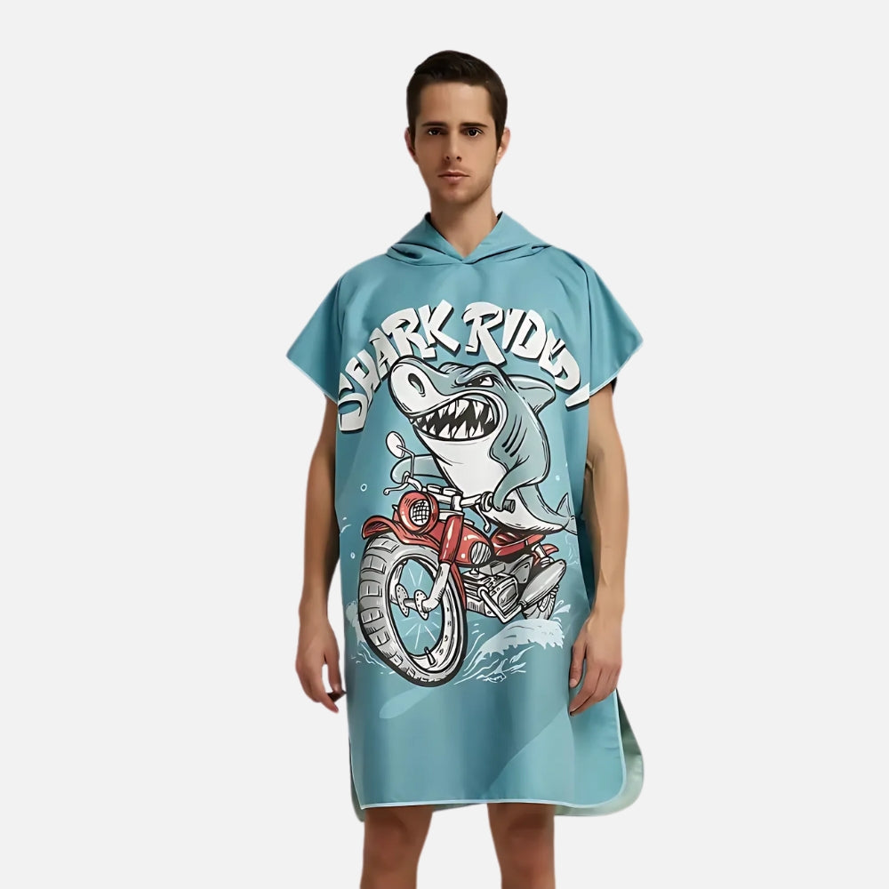 Poncho De Bain Requin vue 2 - Bracksley