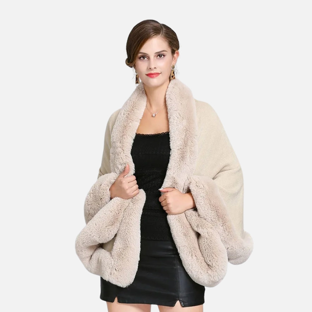 Poncho Fourrure Beige vue 2 - Bracksley
