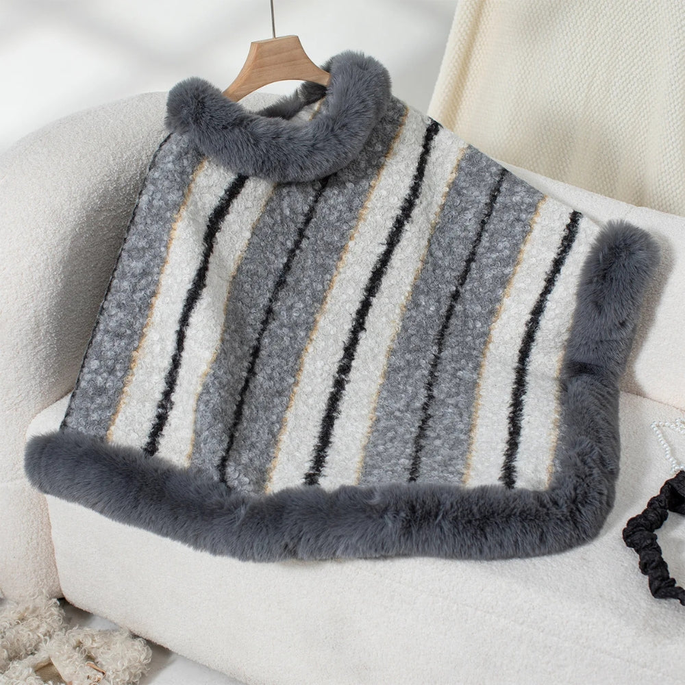 Poncho Fourrure Rayure vue 2 - Bracksley