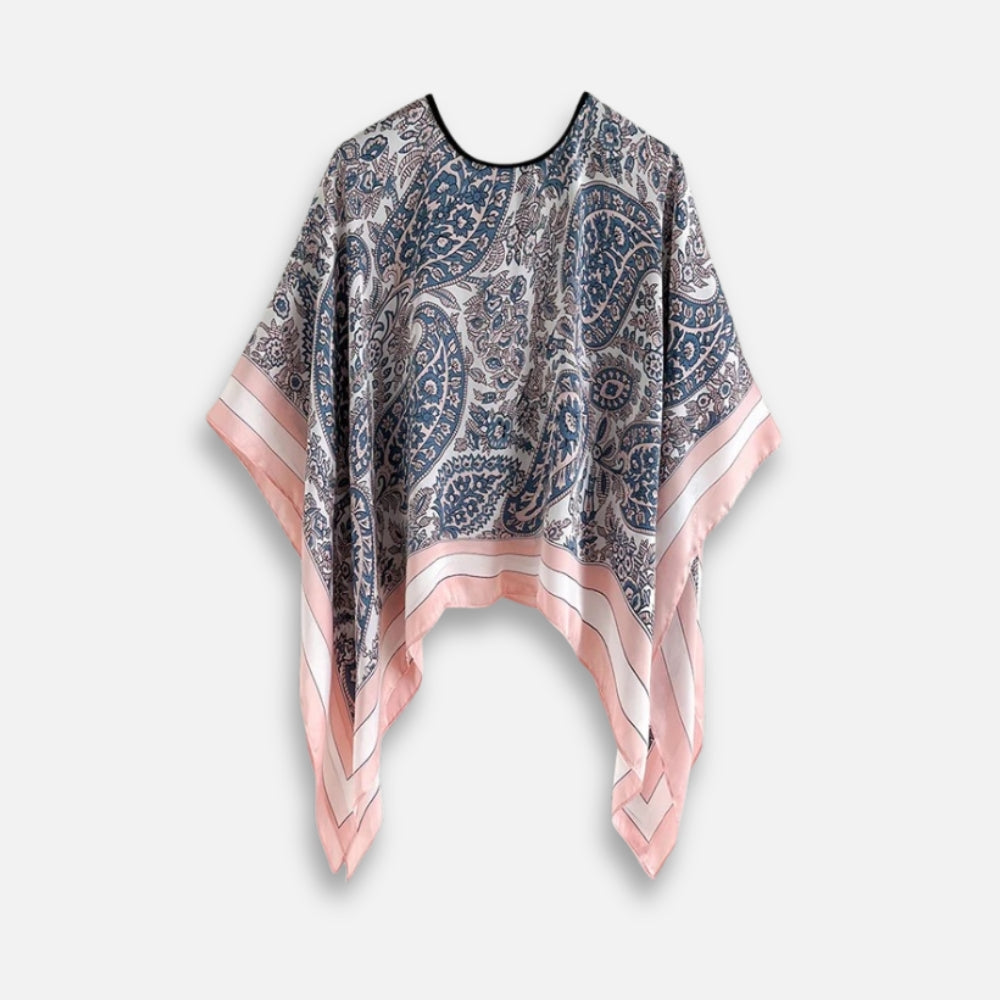 Poncho Léger Femme Motifs Floraux Bleu et Rose - Bracksley