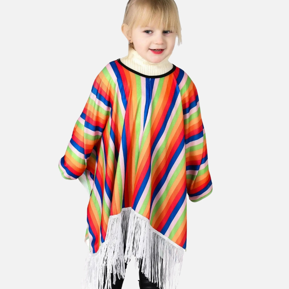 Poncho Mexicain Enfant À Rayures Verticales - Bracksley