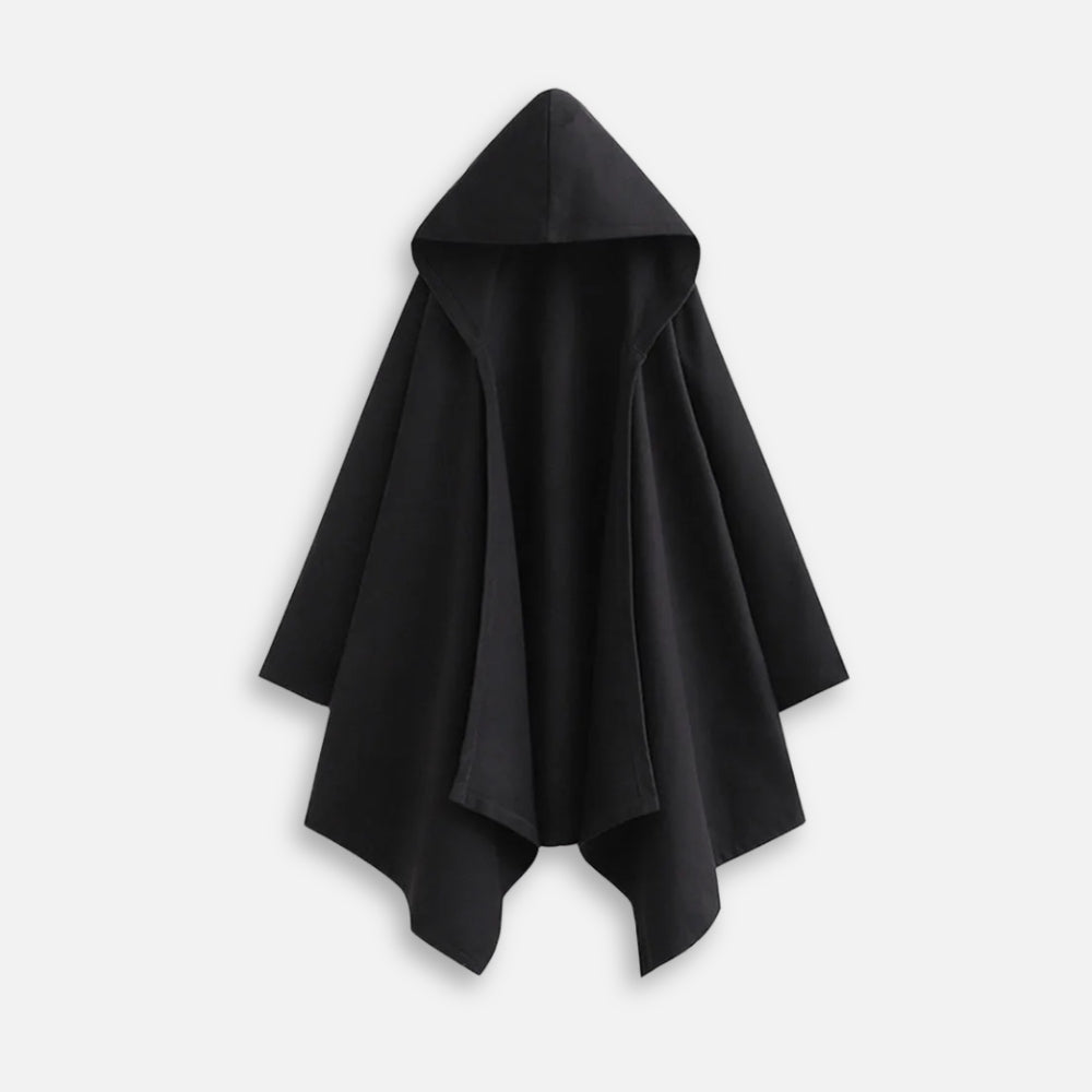 Poncho Noir À Capuche - Bracksley