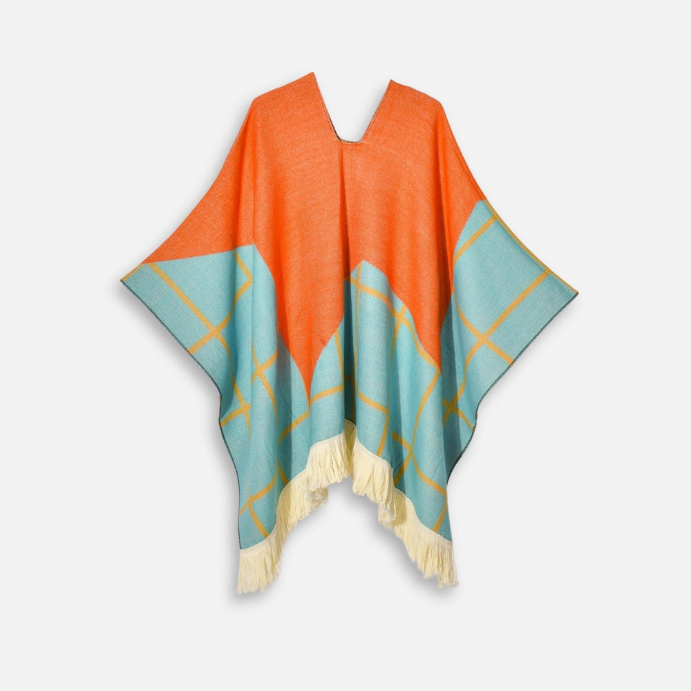 Poncho Péruvien Motifs à Carreaux vue 2 - Bracksley