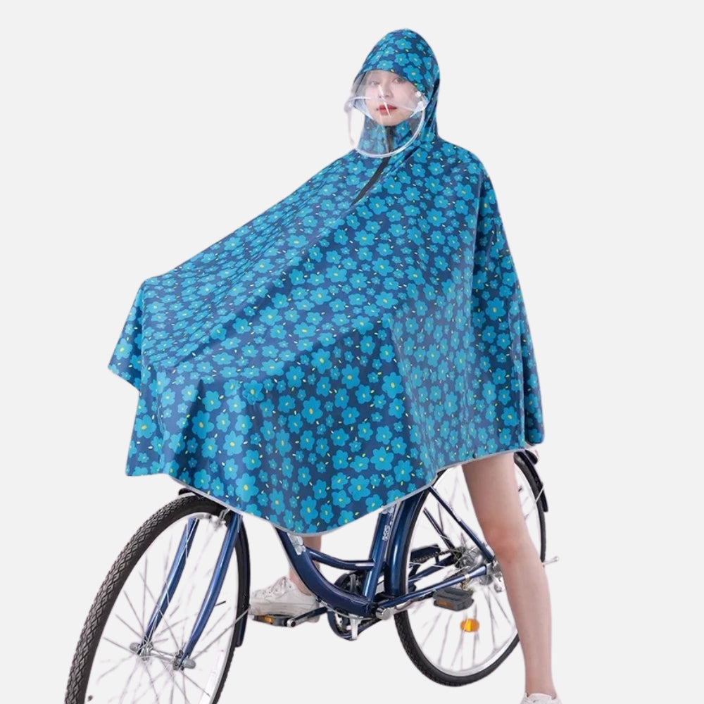 Poncho Vélo Pluie Bleu Fleurs vue 2 - Bracksley