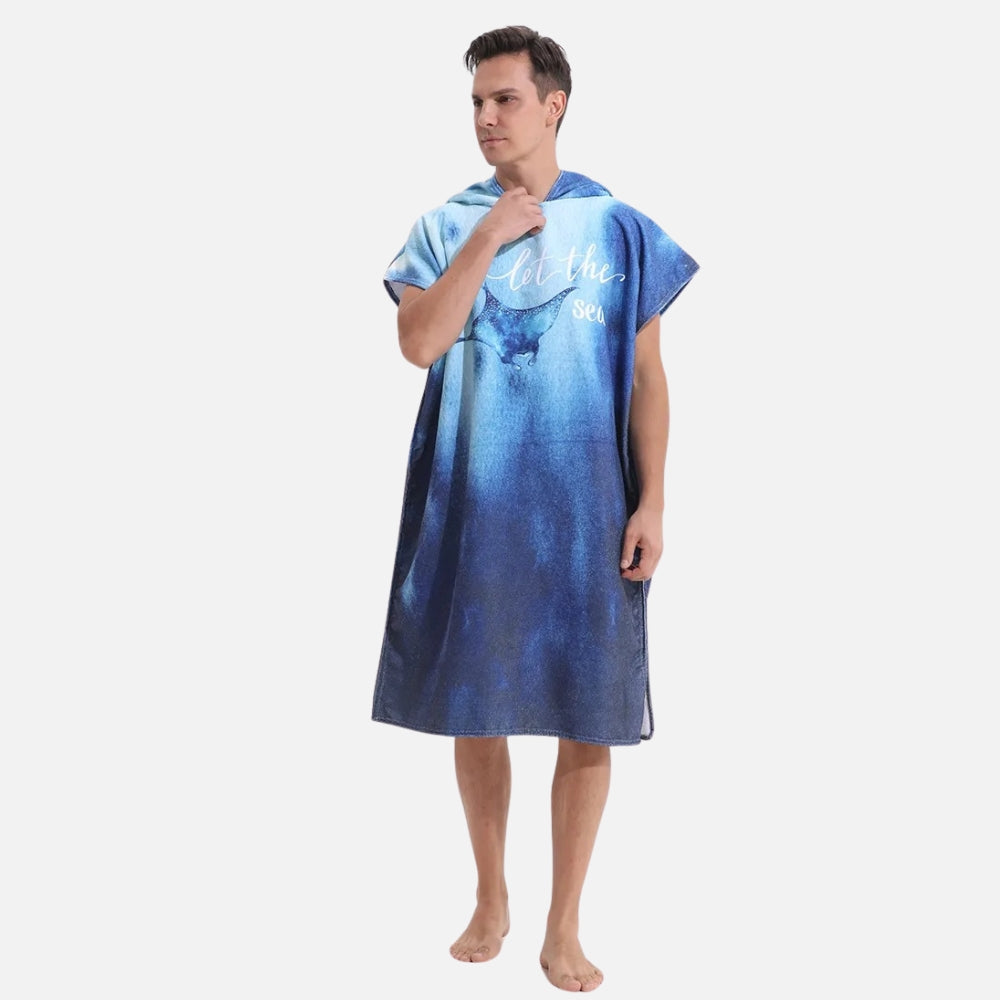 Poncho De Bain Raie Manta Bleu vue 2 - Bracksley