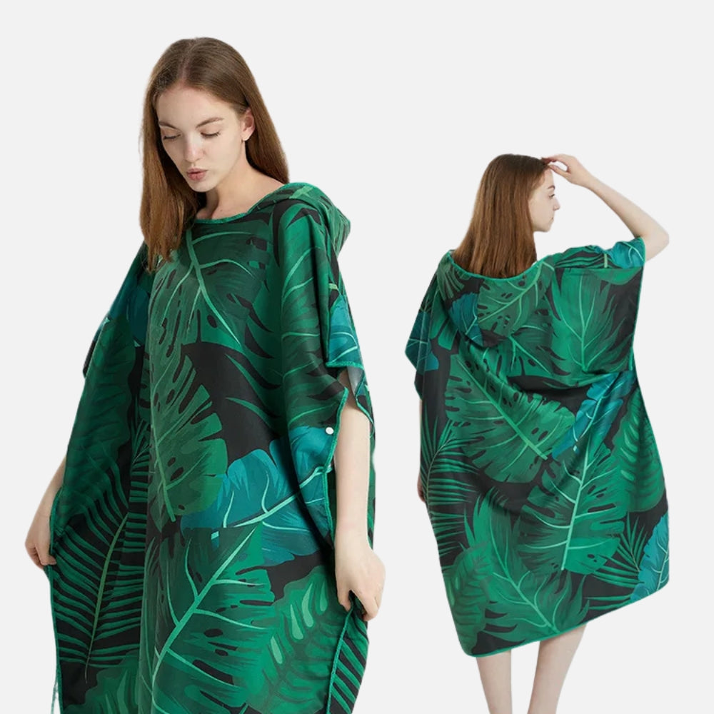 Serviette Poncho Avec Motifs De Feuilles vue 2 - Bracksley