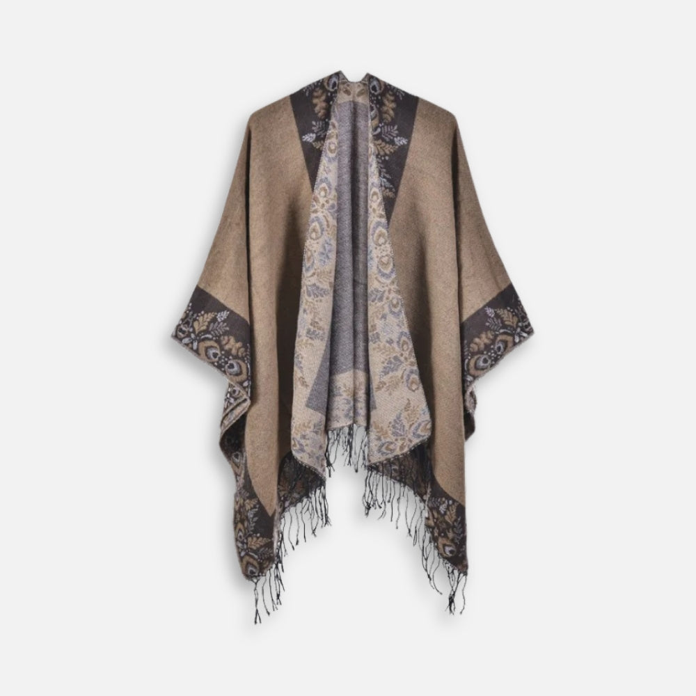 Cape Poncho Ã  Franges Motifs Floraux vue 2 - Bracksley