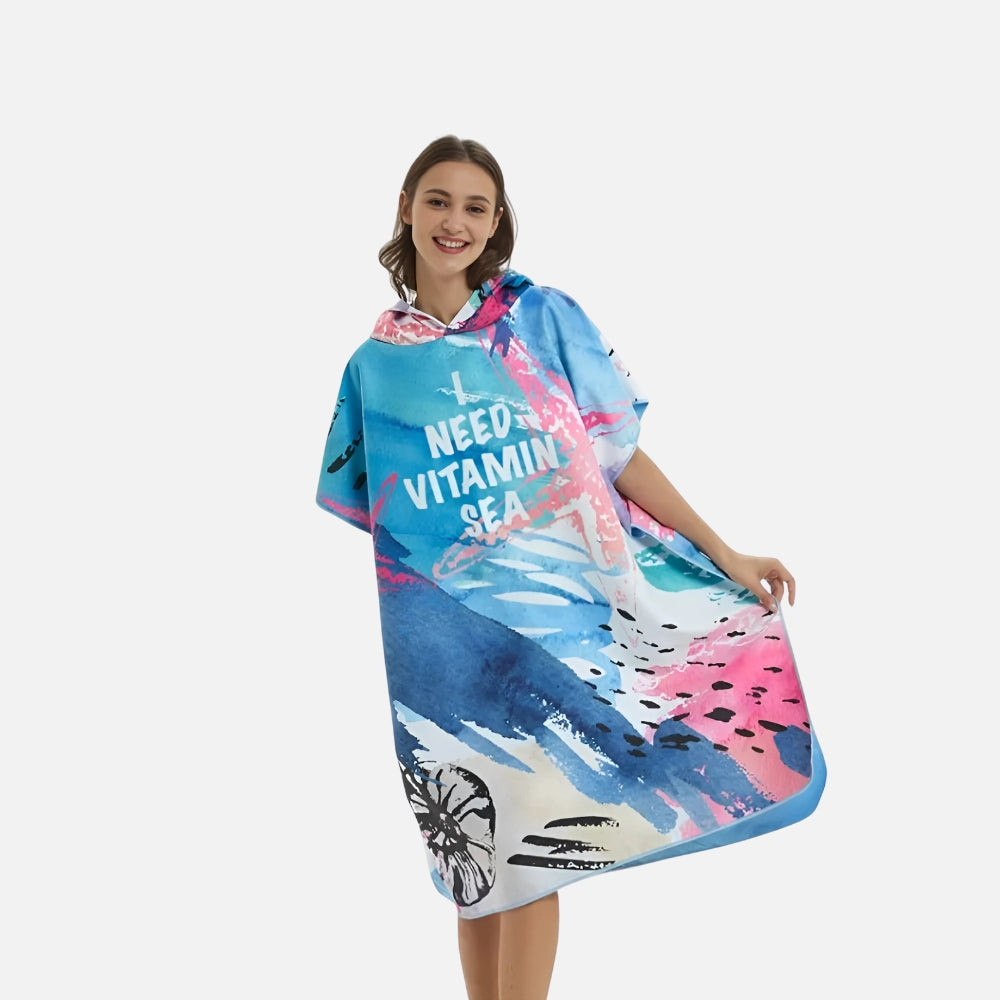 Poncho Surf Bleu Et Corail vue 2 - Bracksley