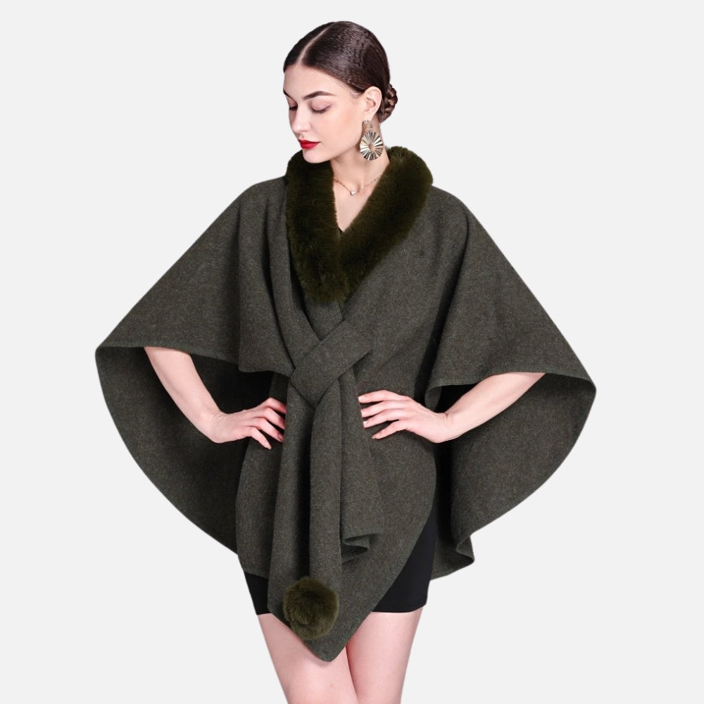 Manteau Poncho Col Fourrure vue 2 - Bracksley