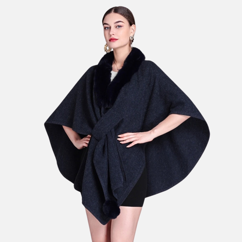 Manteau Poncho Col Fourrure - Bracksley