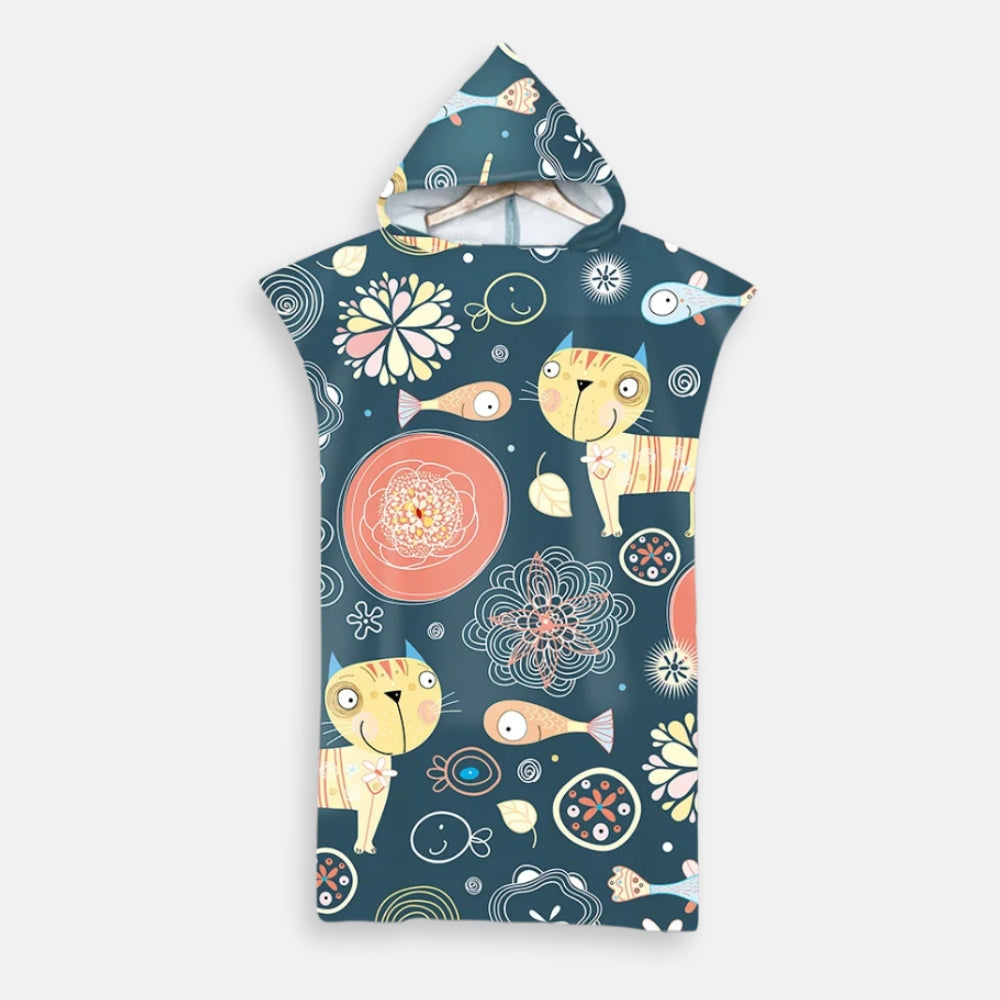 Poncho De Bain Enfant Chat Et Poisson - Bracksley