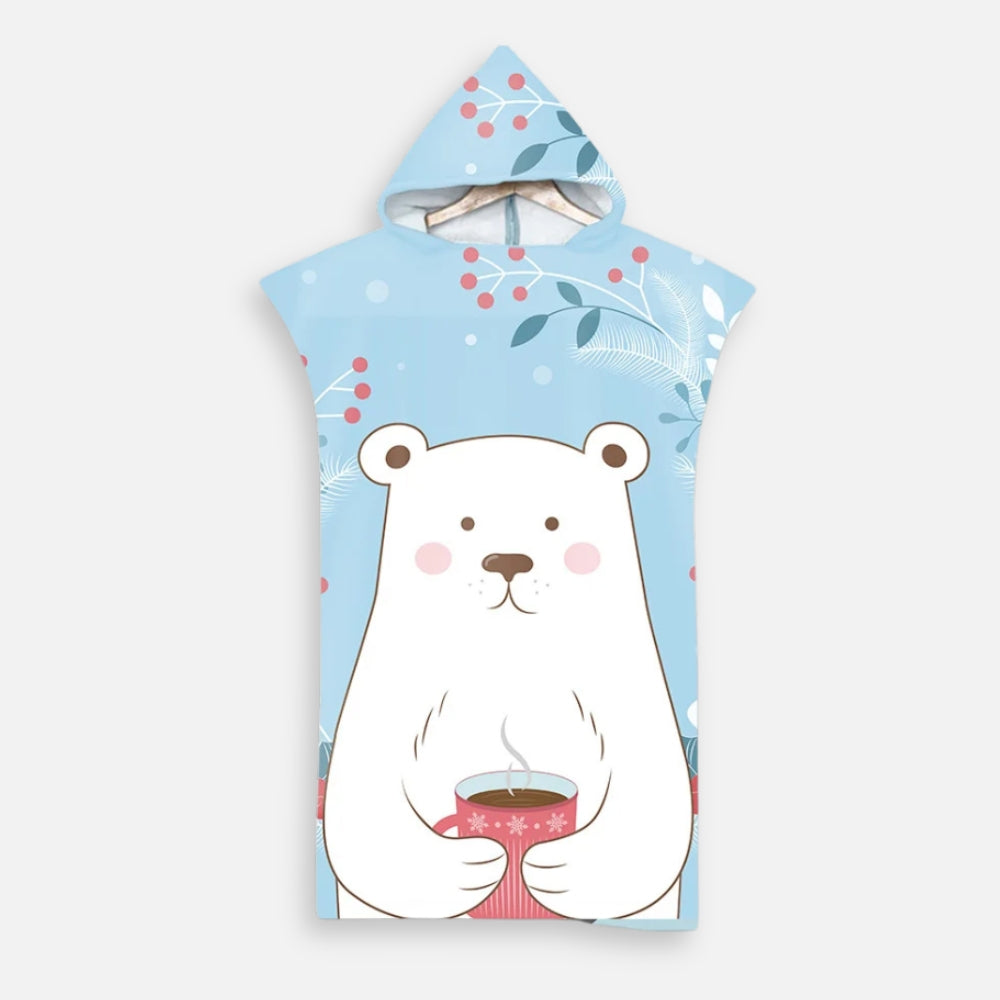 Poncho De Bain Enfant Ours et Chocolat Chaud - Bracksley