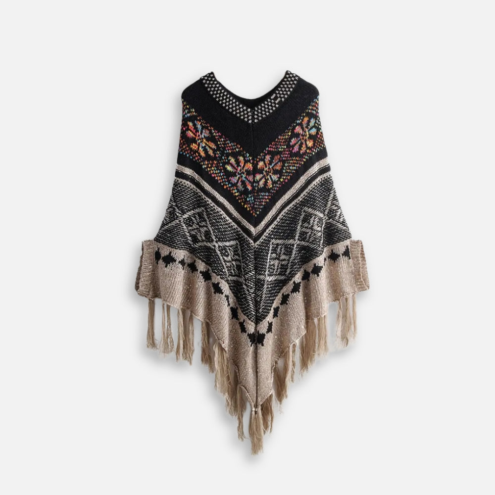 Poncho Ethnique Franges vue 2 - Bracksley