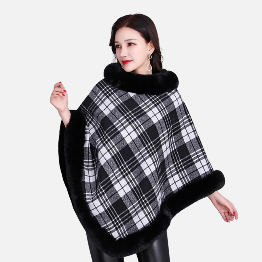 Poncho Femme Avec Finitions Fourrure - Bracksley