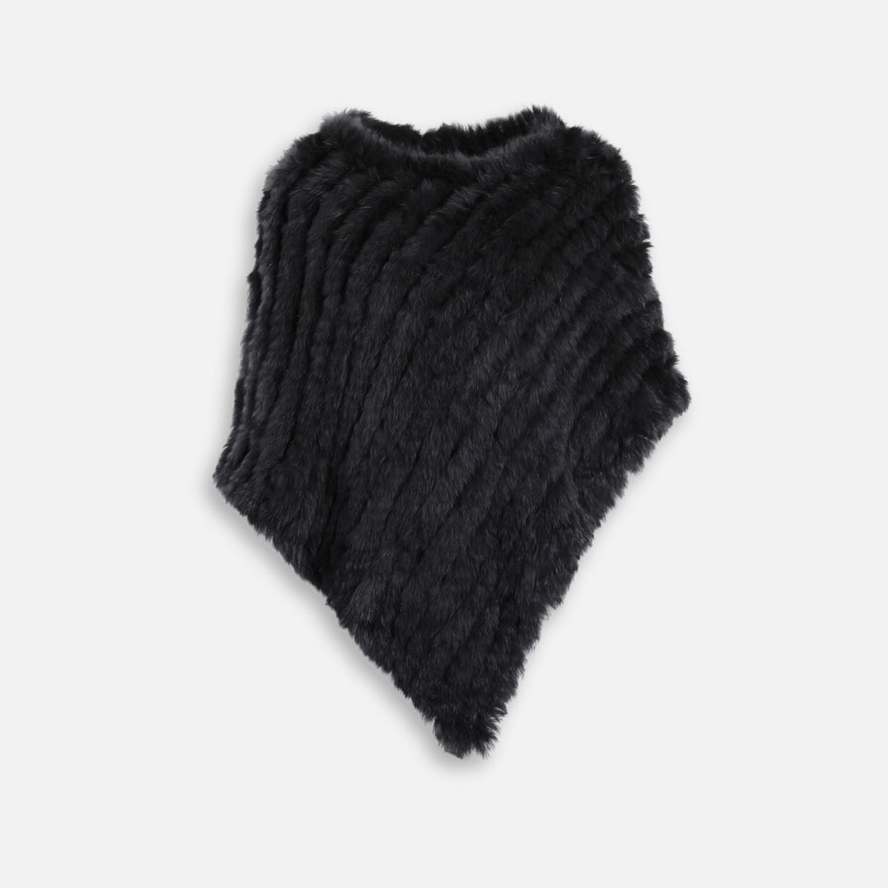 Poncho Fourrure Lapin Noir - Bracksley