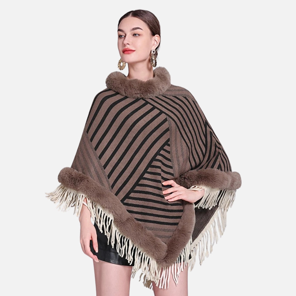 Poncho Fourrure Ã  Rayures - Bracksley