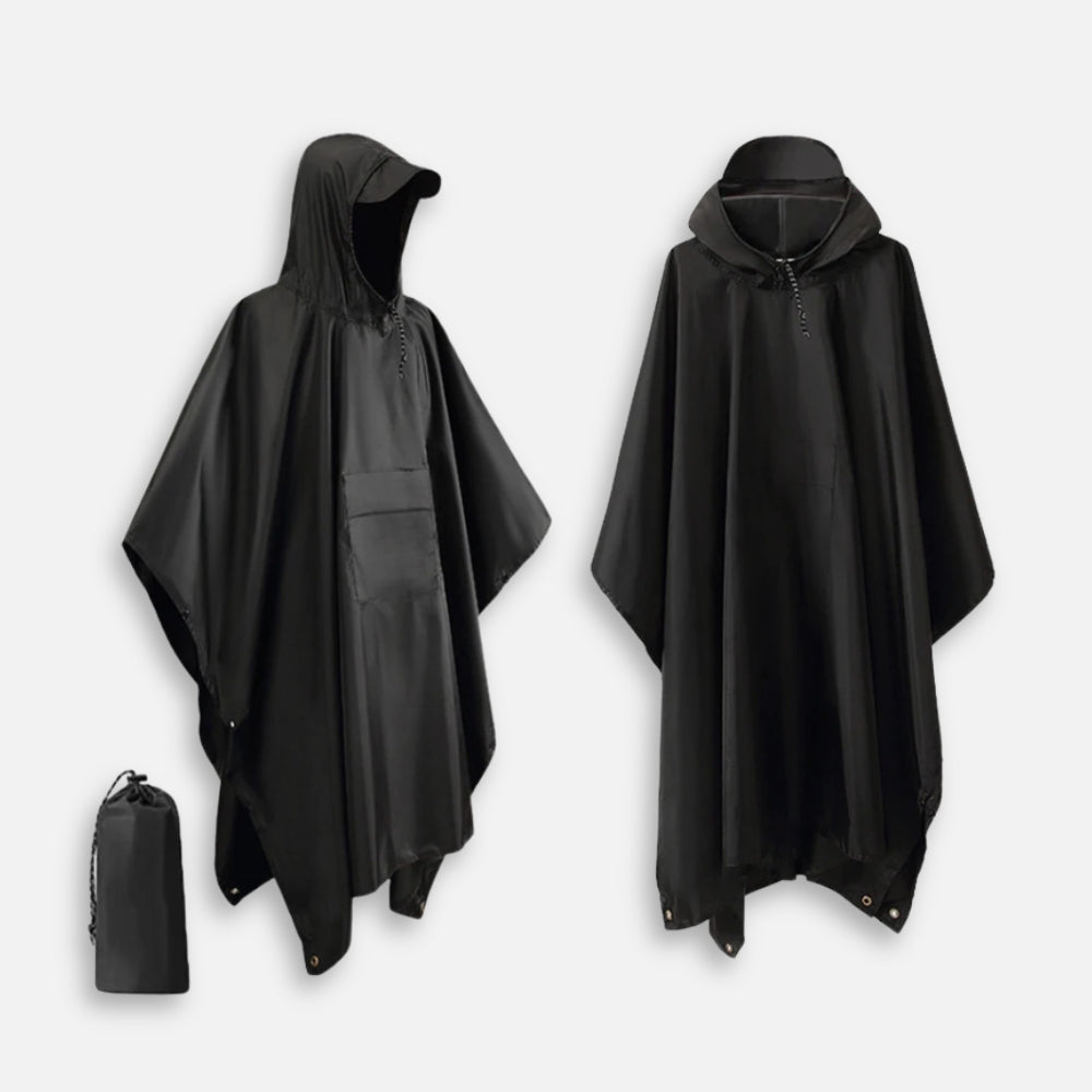 Poncho Noir ImpermÃ©able RandonnÃ©e vue 2 - Bracksley