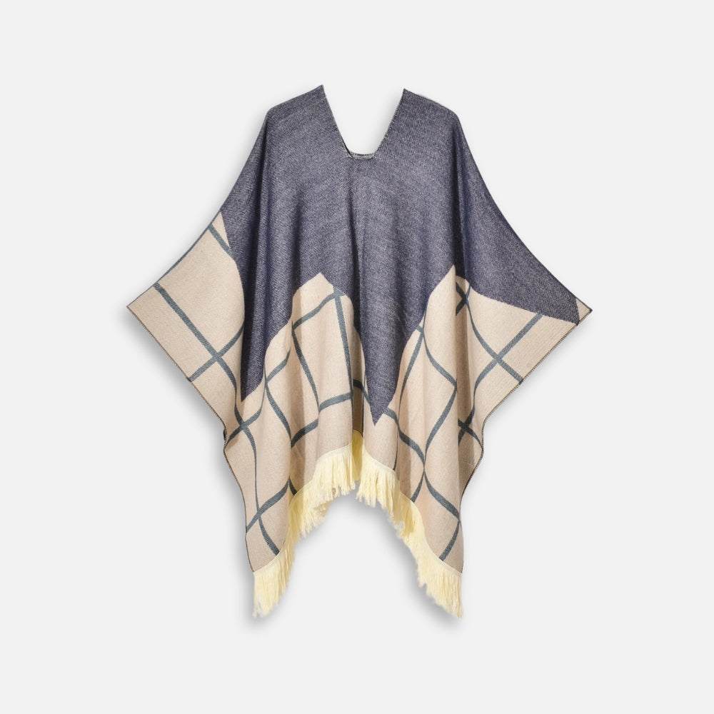 Poncho PÃ©ruvien Motifs Ã  Carreaux - Bracksley