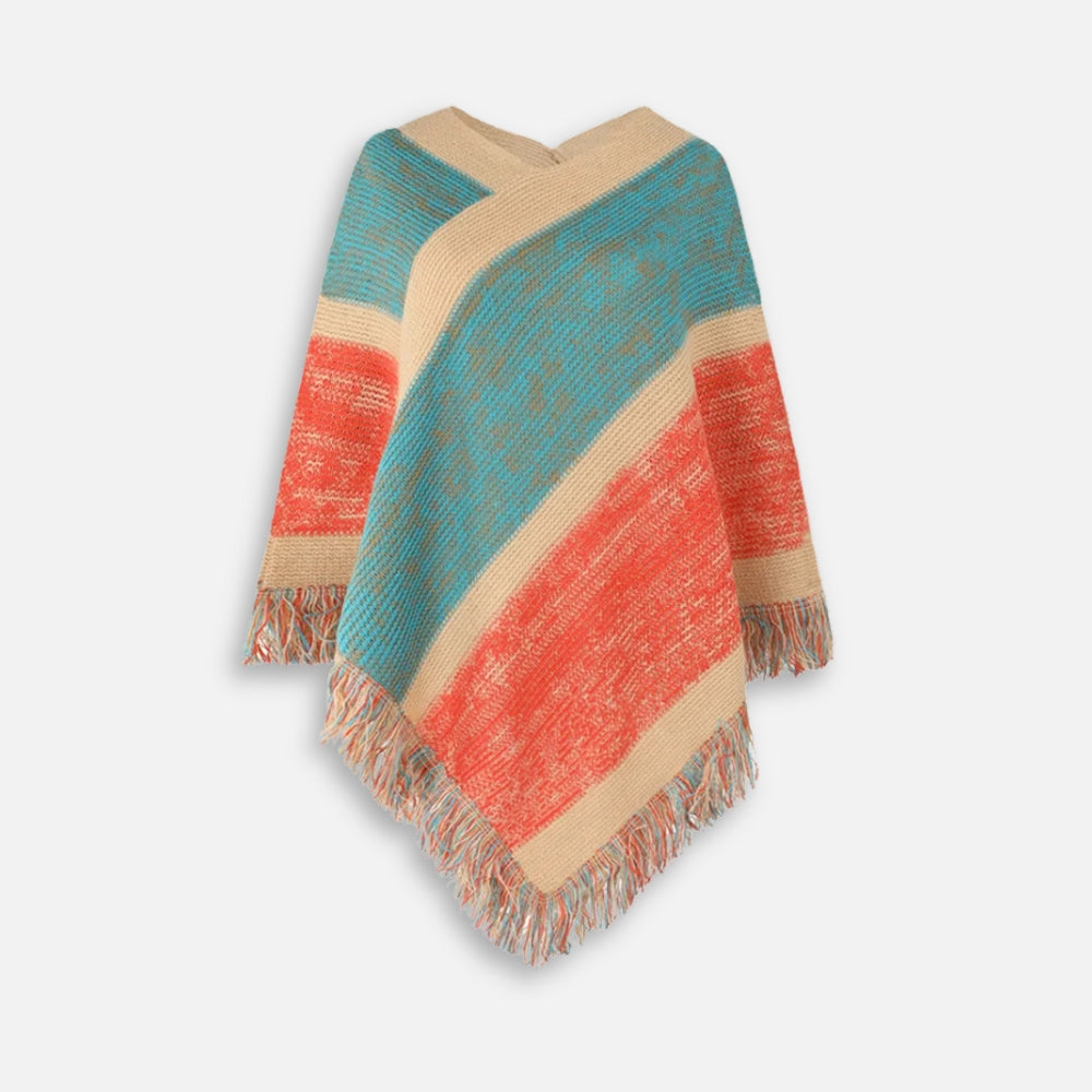 Poncho Bleu Ã  Franges - Bracksley