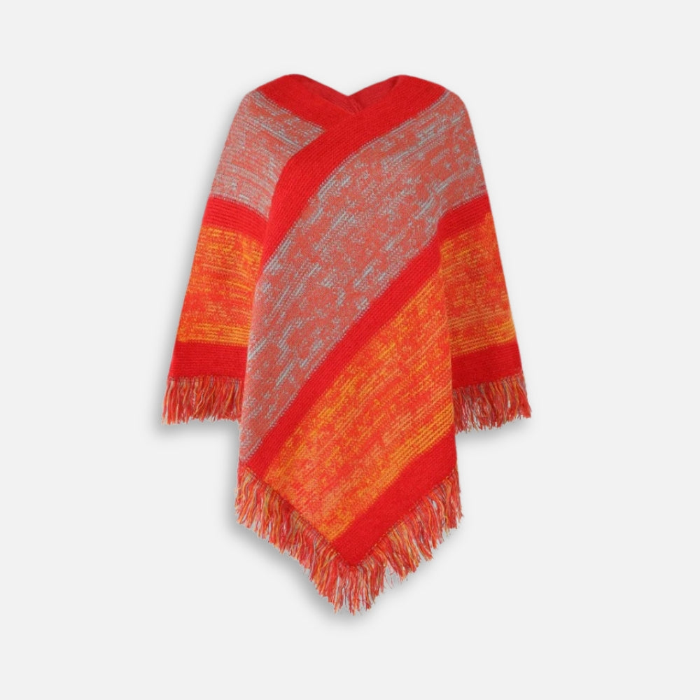 Poncho Rouge Ã  Franges - Bracksley