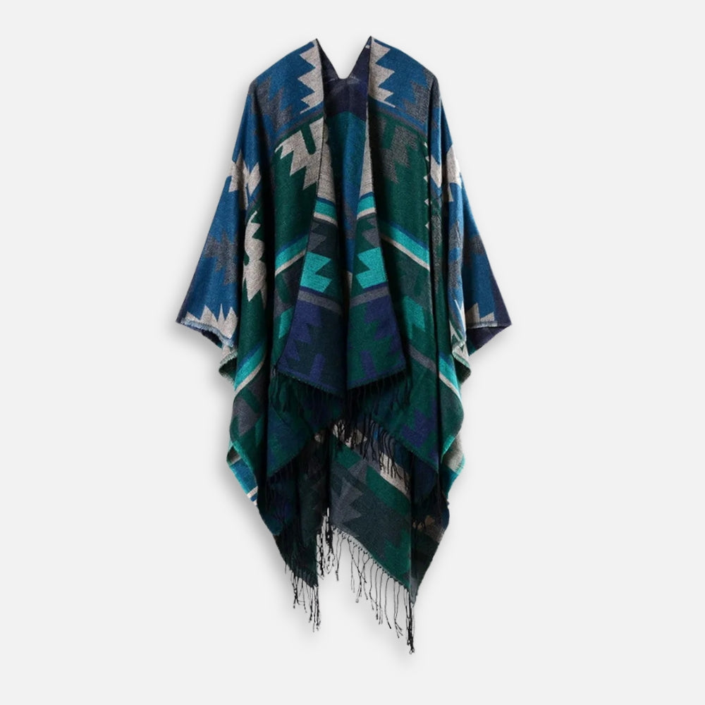 Poncho Turquoise Motifs PÃ©ruviens - Bracksley