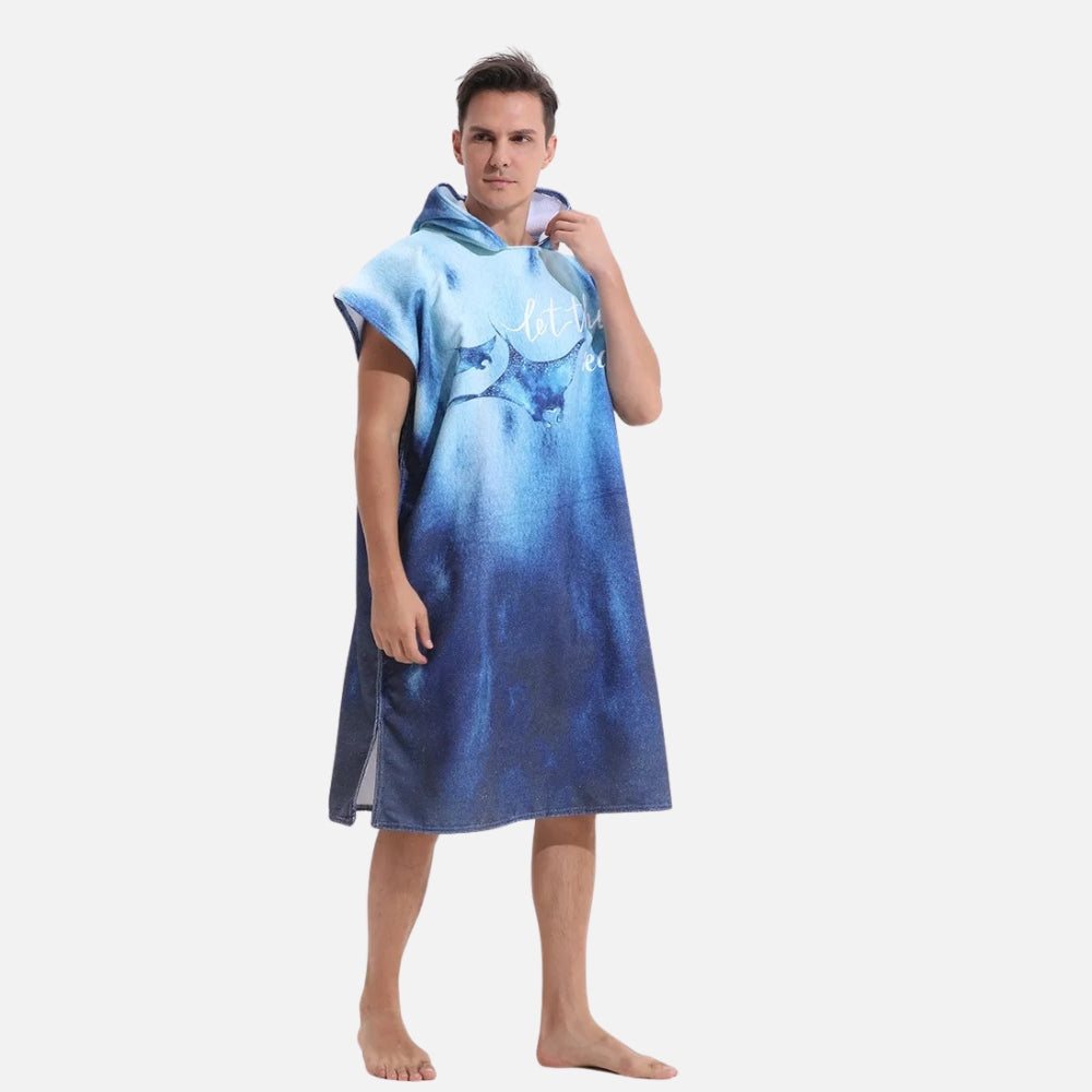 Poncho De Bain Raie Manta Bleu - Bracksley