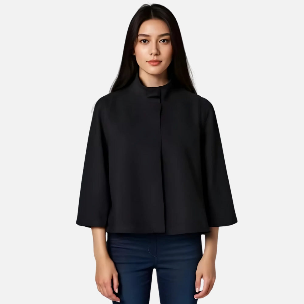 Pull Poncho Noir Femme - Bracksley